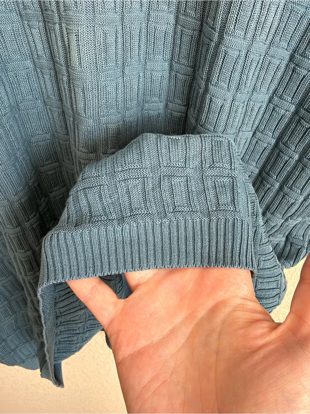 Pronto Uomo Men's XXL Blue Silk Cotton Textured Short Sleeve Crewneck Sweater